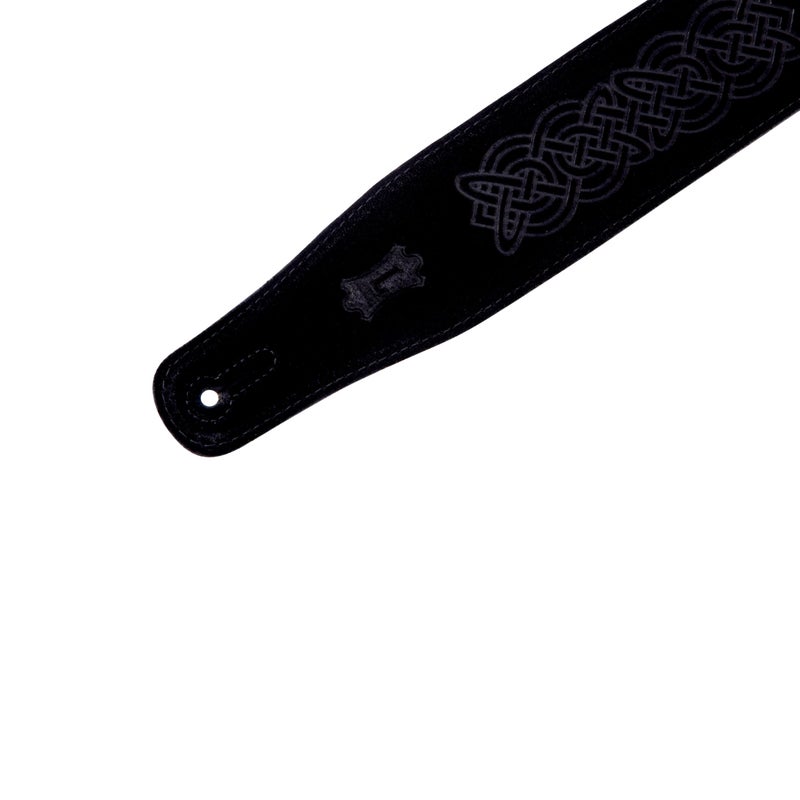 Levy's Leathers 2.5" Suede Leather Guitar Strap Celtic Knot Emboss Design; Black (MS26CK-BLK) - Image 4